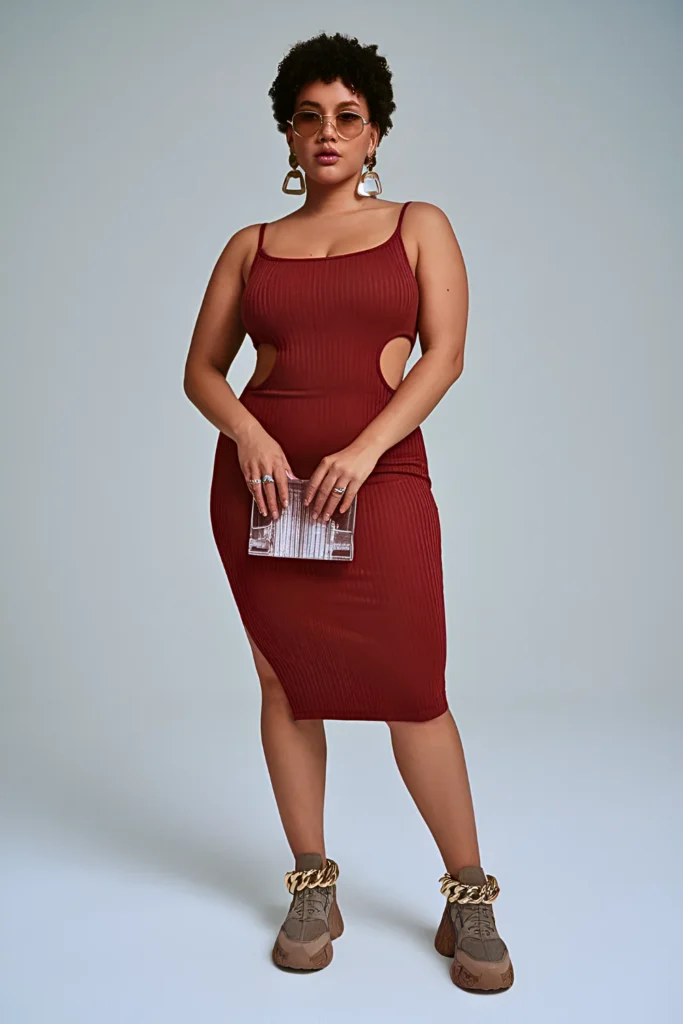 Plus Size Cutout Bodycon Summer Baddie Outfit