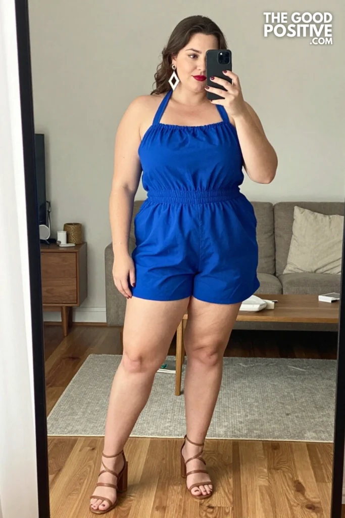Plus Size Halter Neck Jumpsuit With Wide Culotte Legs Outfit
