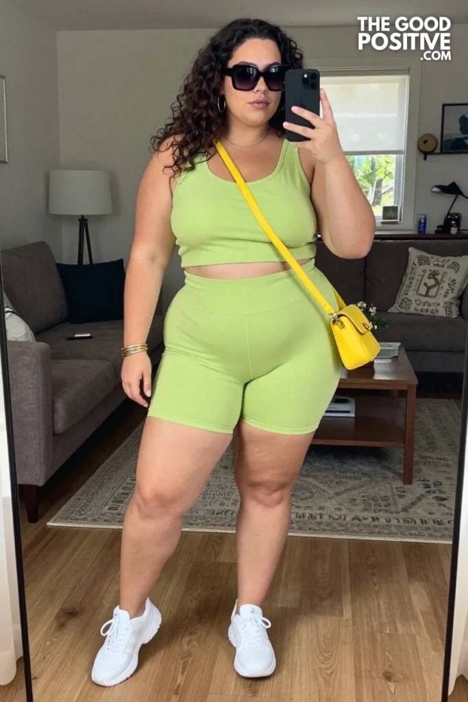 Plus Size Monochrome Matching Set For Vacation Outfit