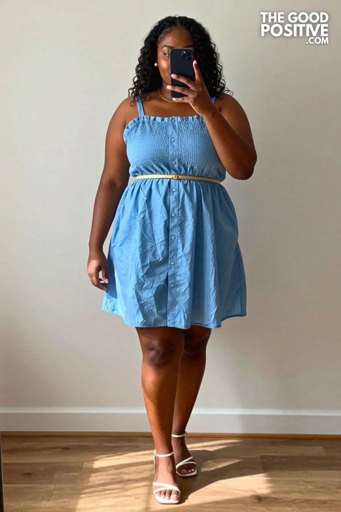 Plus Size Pintuck Button-Down Midi Dress Outfit
