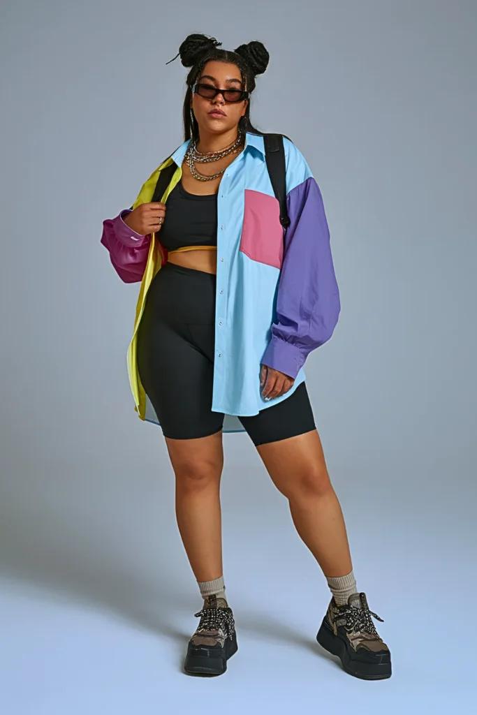 Plus Size Retro Bowling Shirt Summer Baddie Outfit