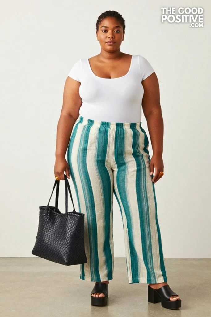 Plus Size Seamless Bodysuit & Wide-Leg Woven Pants Outfit