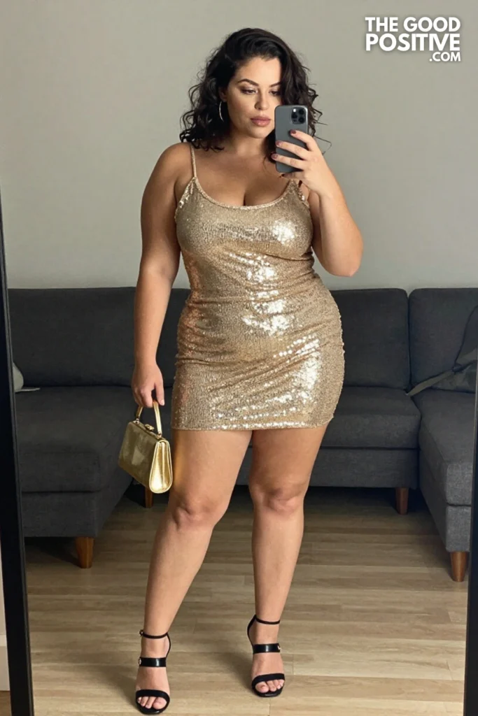 Plus Size Sequin Mini Dress Birthday Night Out Outfit