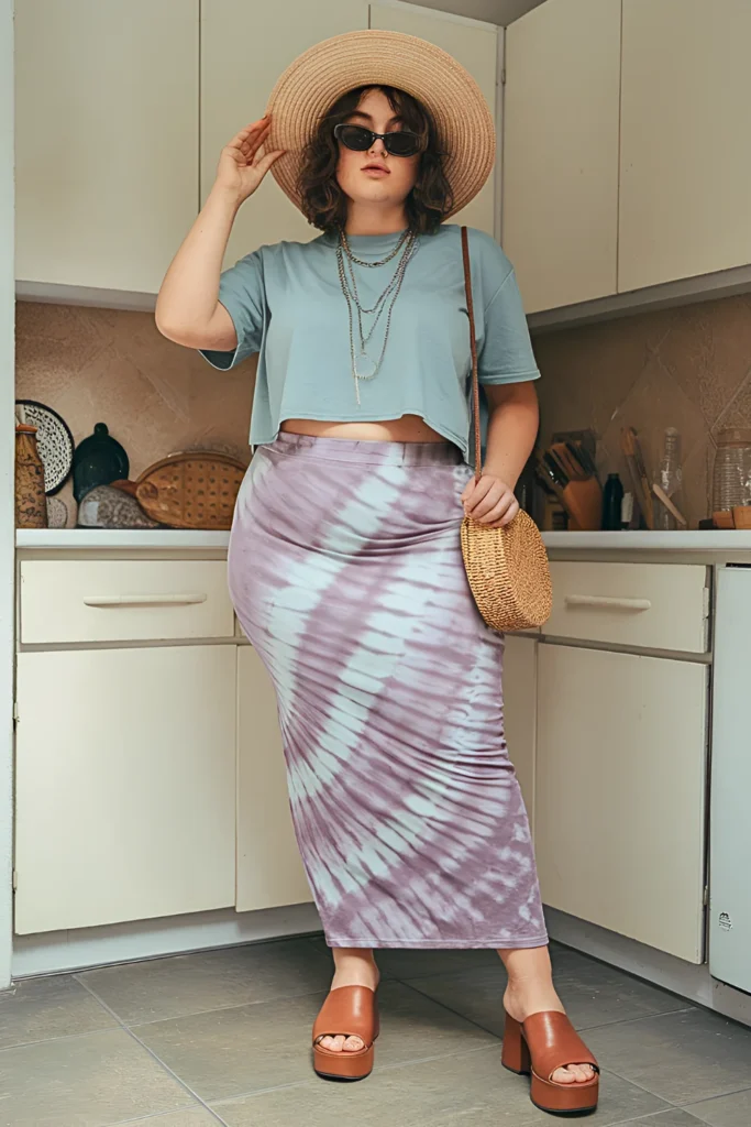 Plus Size Tie-Dye Cotton Jersey Maxi Summer Outfit