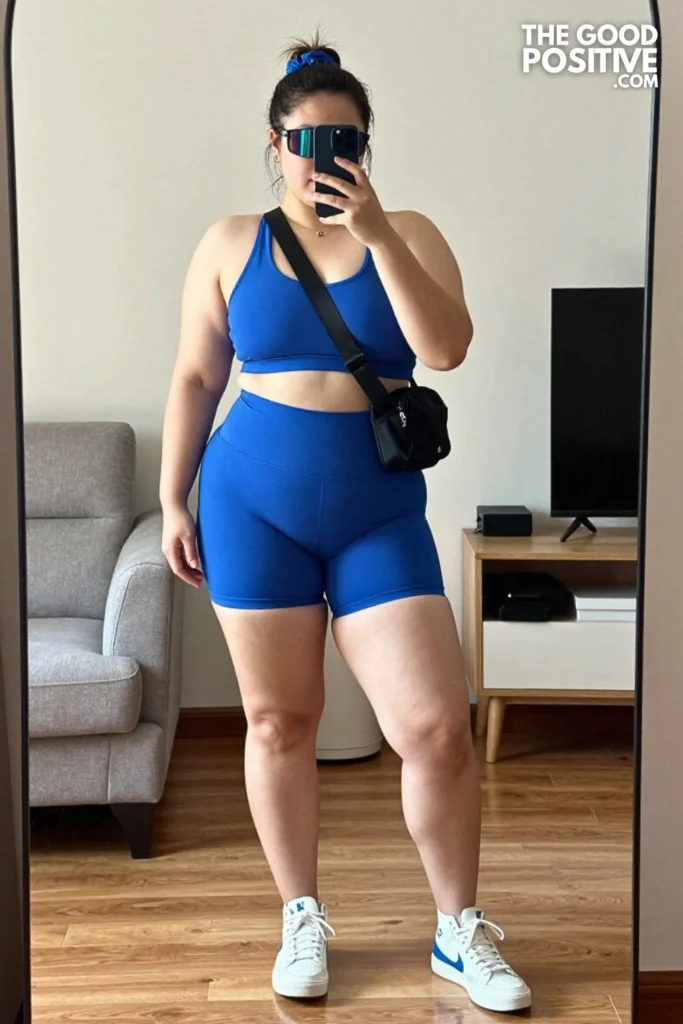 Plus Size Two-Piece Short Set With Sports Bra Top Athletic Outfit