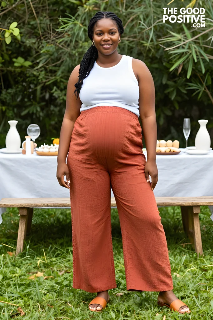 Plus Size Crinkle Gauze Set With Wide-Leg Pants And Tank Outfit