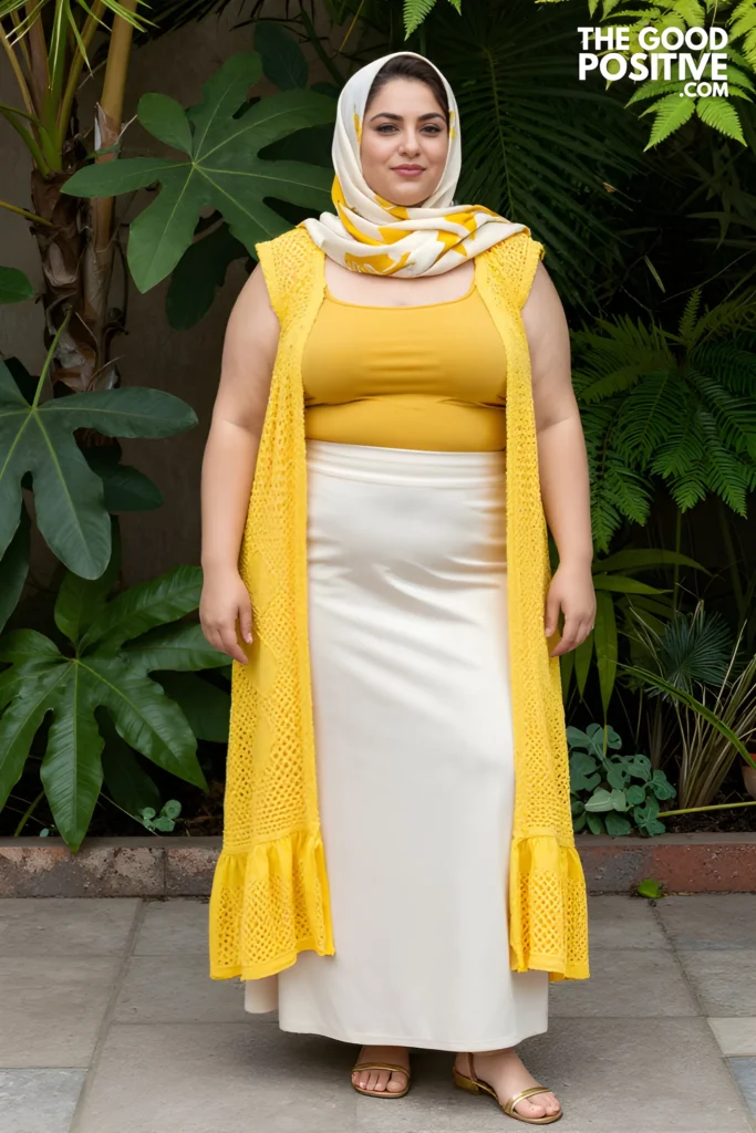 Plus Size Crochet Overlay Top With Maxi Skirt Outfit