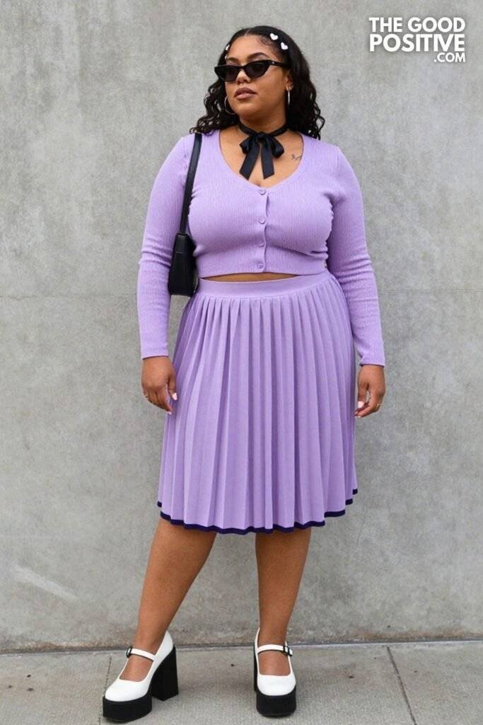 Plus Size Cute Pastel Goth Two-Piece Skirt Set Outfit