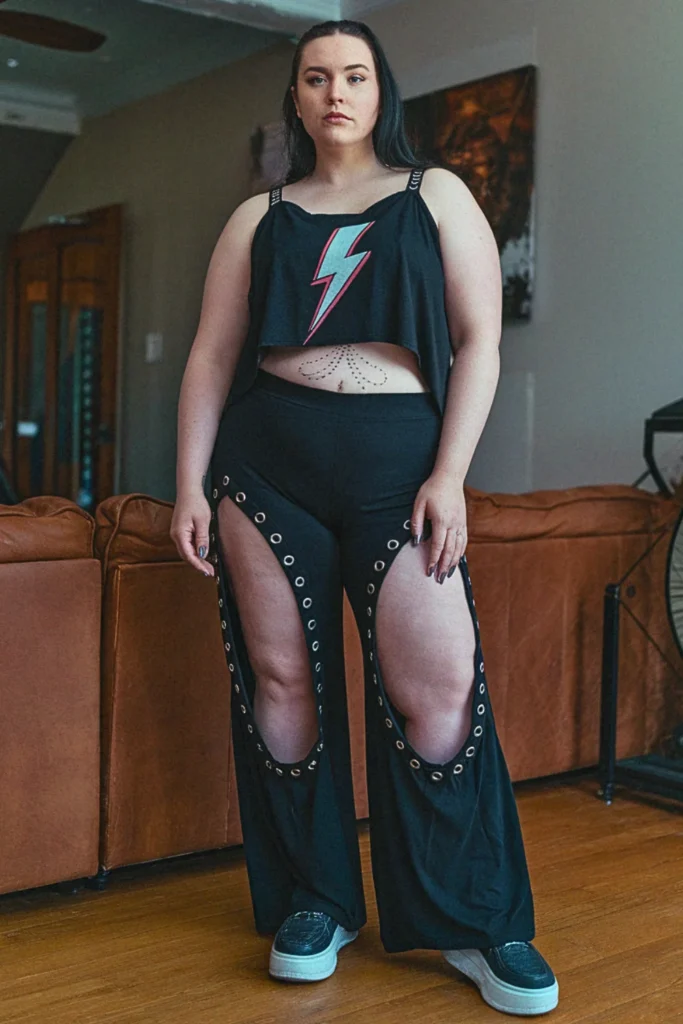 Plus Size Edgy Split Hem Pants Summer Outfit