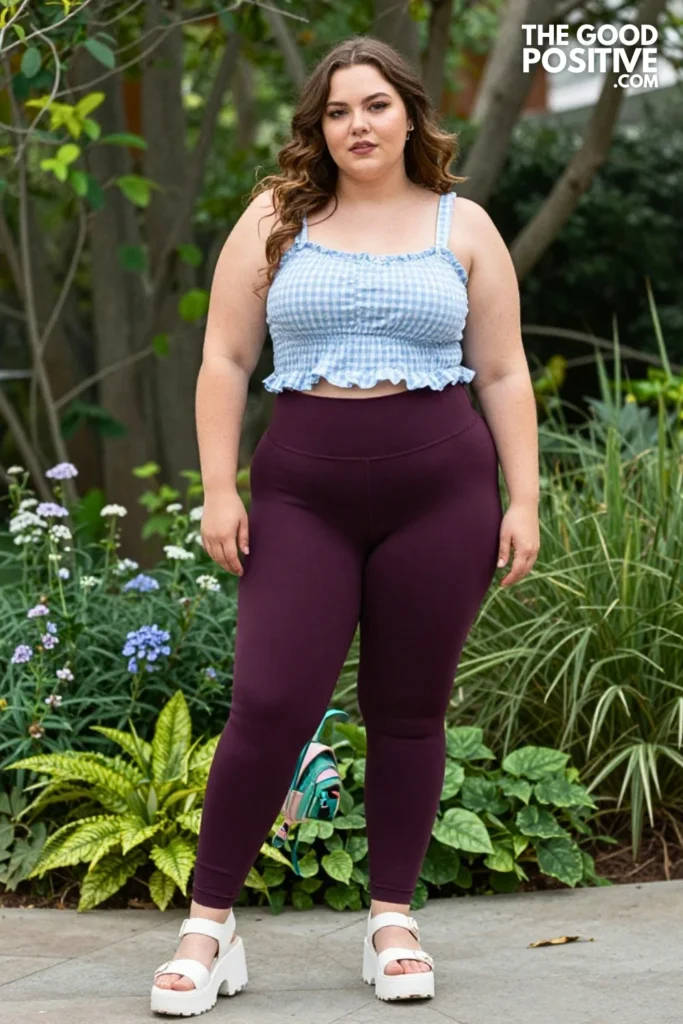 Plus Size Leggings With Smocked Bodice Babydoll Top Outfit