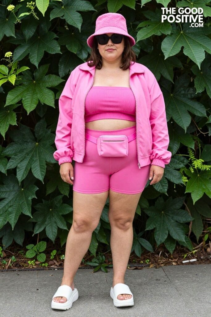Plus Size Matching Terrycloth Shorts Set Young Mom Pool Day Outfit