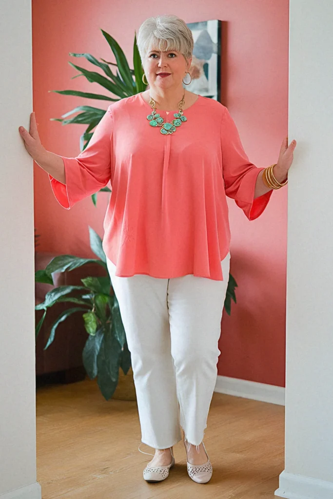 Plus Size Popover Blouse Summer Outfit