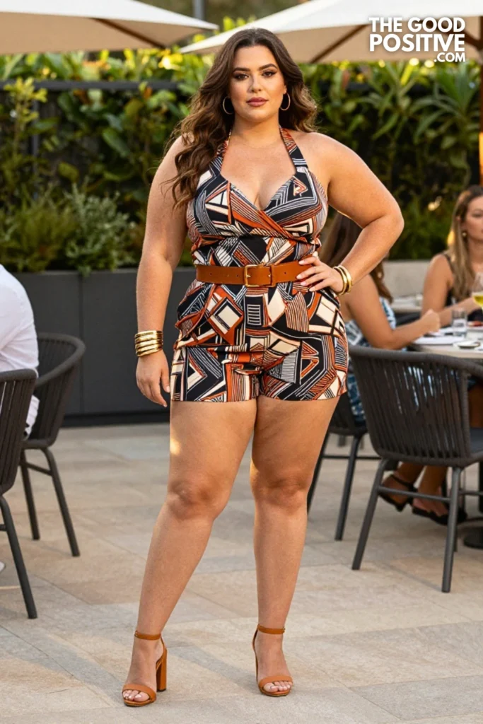 Plus Size Printed Halter Neck Culotte Jumpsuit Outfit