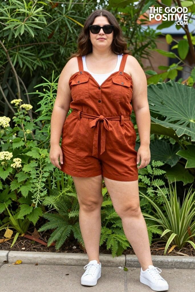 Plus Size Utility Jumpsuit in Cotton Twill Casual Trendy Mom Summer Outfit