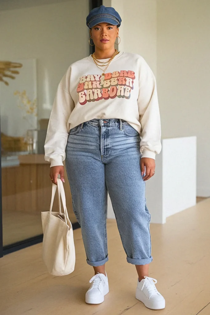 Plus Size Cute Graphic Sweatshirt Casual Fall Outfit