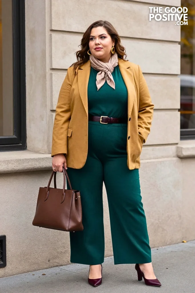 Forest Teal Jumpsuit with Goldenrod Blazer