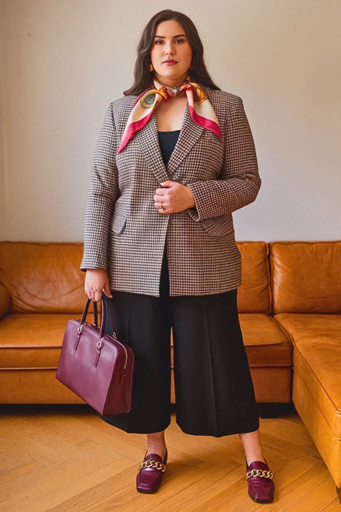 Plus Size Blazer and Culottes Fall Outfit