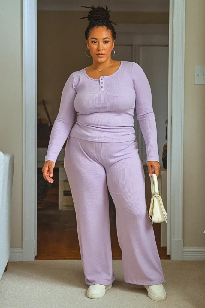 Plus Size Fall Stay-at-Home Matching Set Mom Outfit
