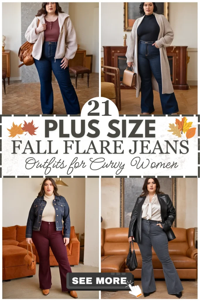 21 Plus Size Fall Flare Jeans Outfits