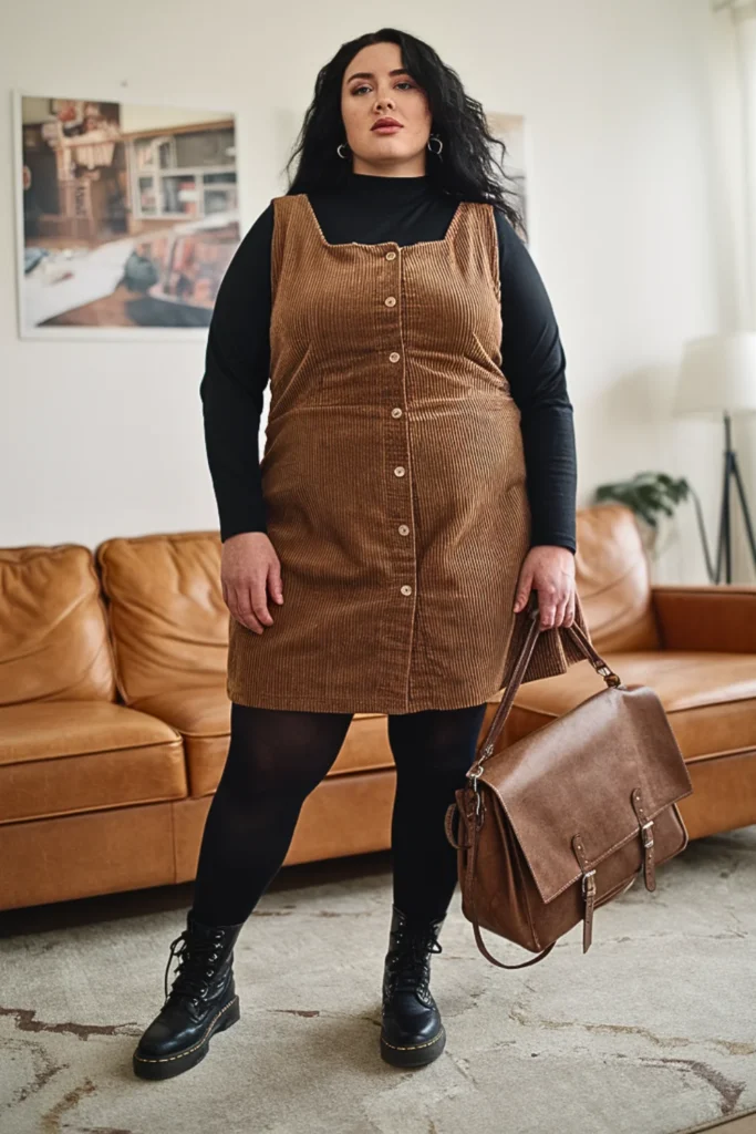 Plus Size 90s Turtleneck Jumper Dress Combat Boots Fall Outfit