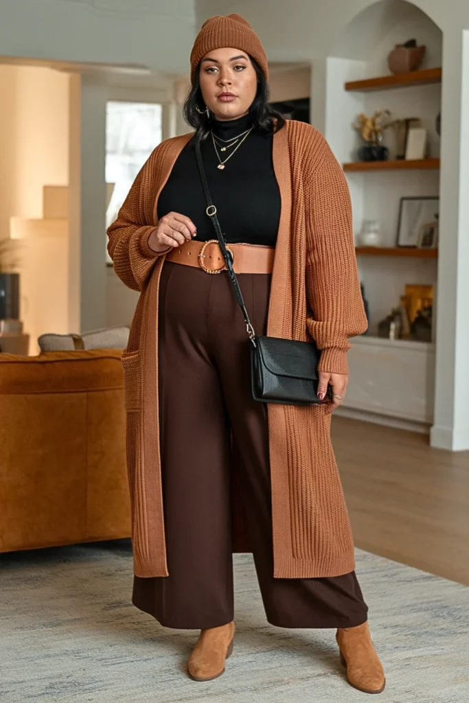 Plus Size Autumn Copper Cardigan Autumn Outfit