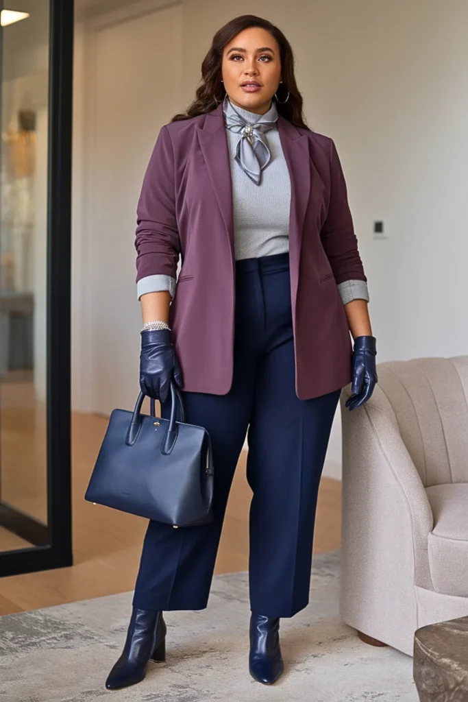 Plus Size Autumn Plum Blazer Autumn Outfit