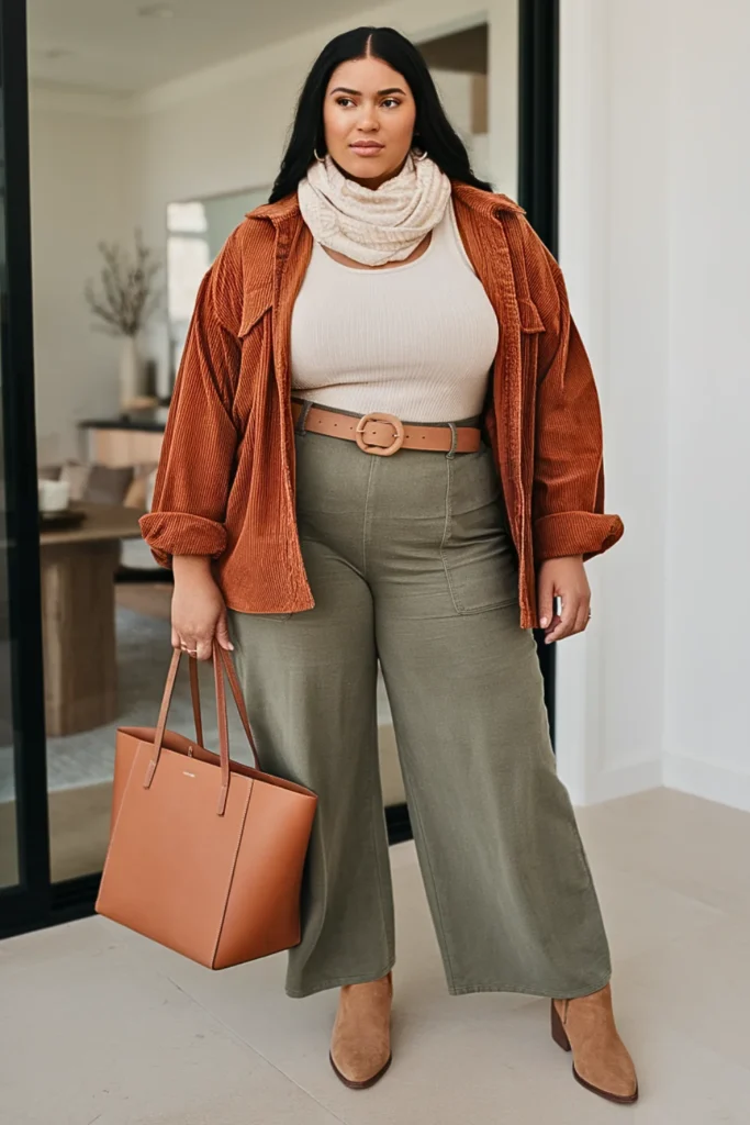 Plus Size Autumn Rust Corduroy Jacket Autumn Outfit