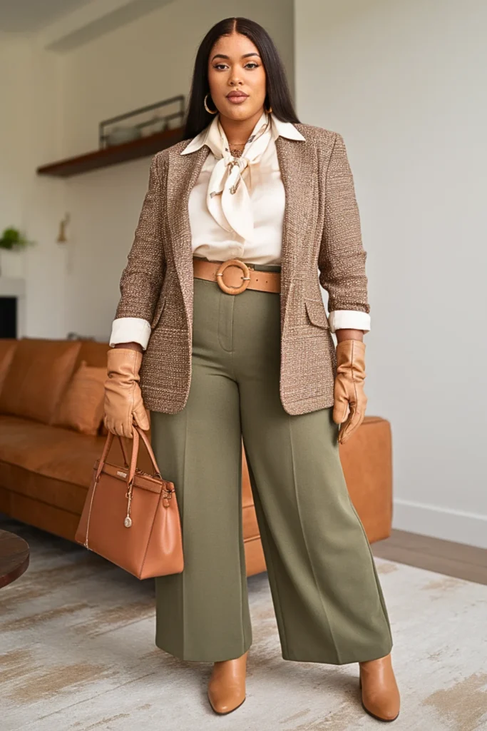 Plus Size Autumn Tweed Blazer Autumn Outfit