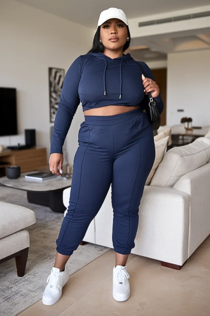 Plus Size Basic Hoodie and Track Pants Fall Outfit