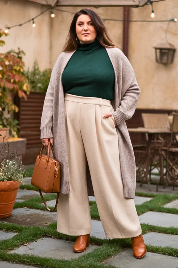 Plus Size Fall Cashmere Turtleneck Italian Outfit