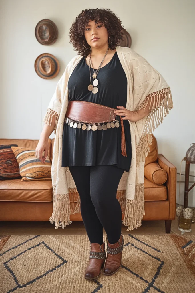 Plus Size Fall Coin Detail Belt Nomadic Boho Outfit