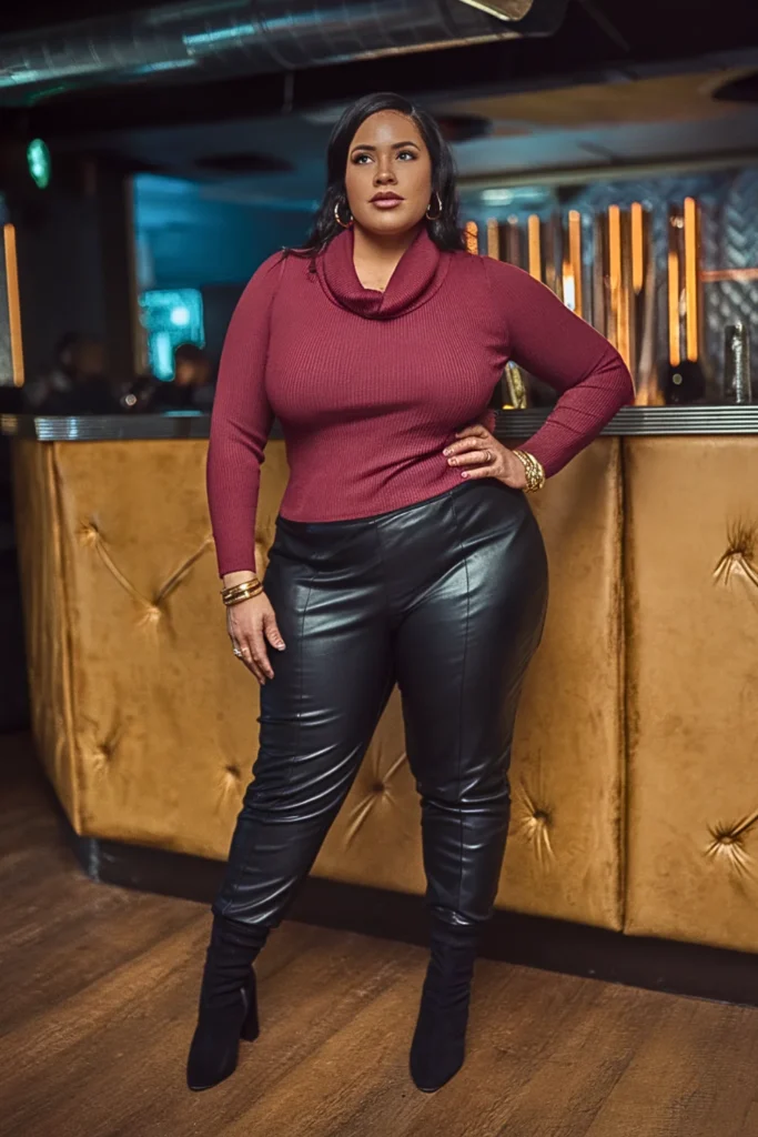 Plus Size Fall Cowl Neck Sweater Club Outfit