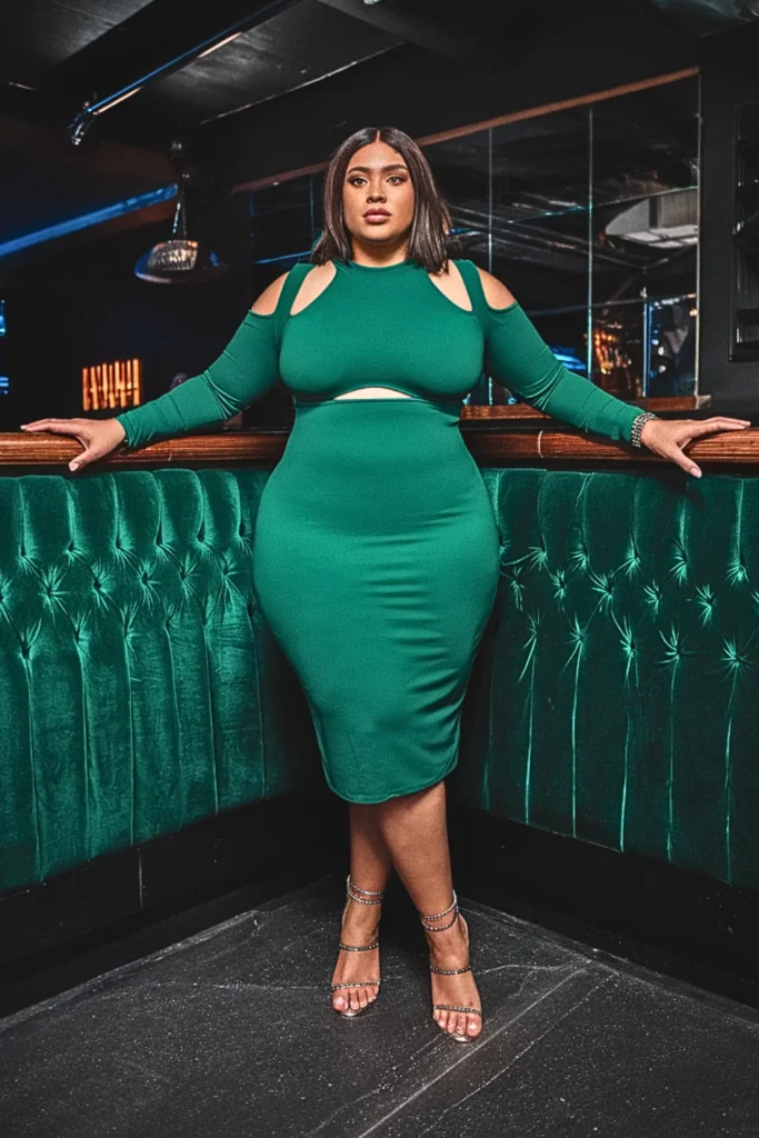 Plus Size Fall Cut-Out Dress Club Outfit