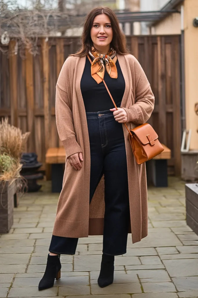Plus Size Fall Merino Wool Cardigan Italian Outfit