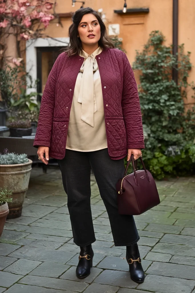 Plus Size Fall Quilted Jacket Italian Outfit