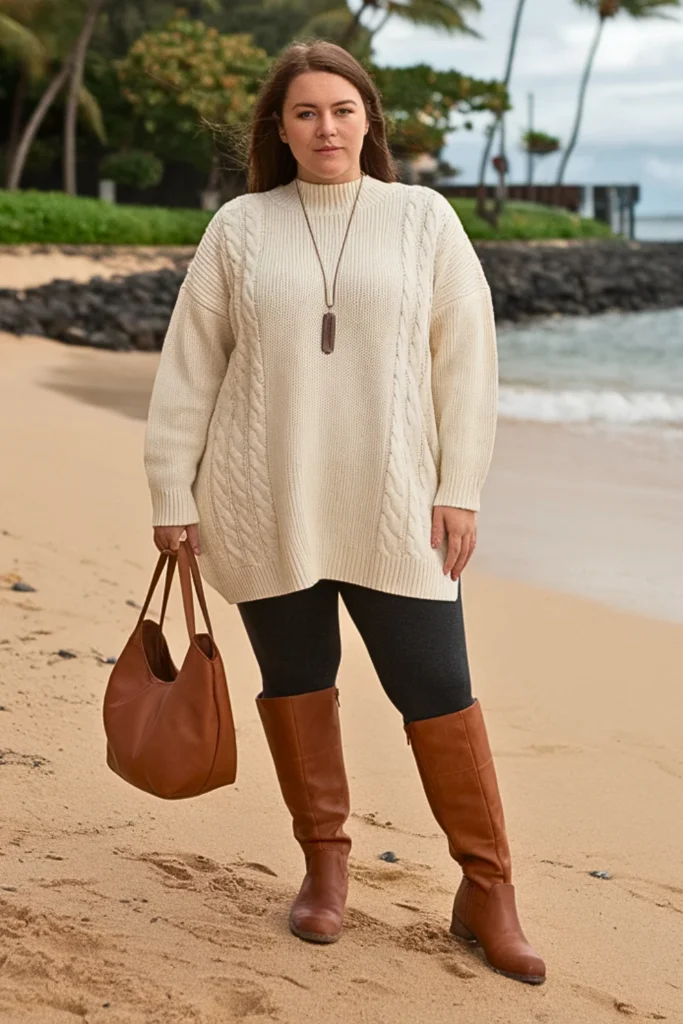 Plus Size Tunic Sweater with Leggings Fall Outfit