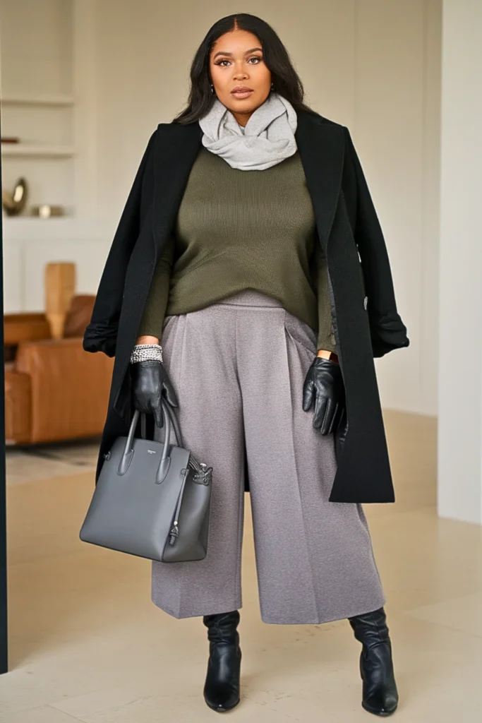 Plus Size Winter Forest Green Sweater Winter Outfit