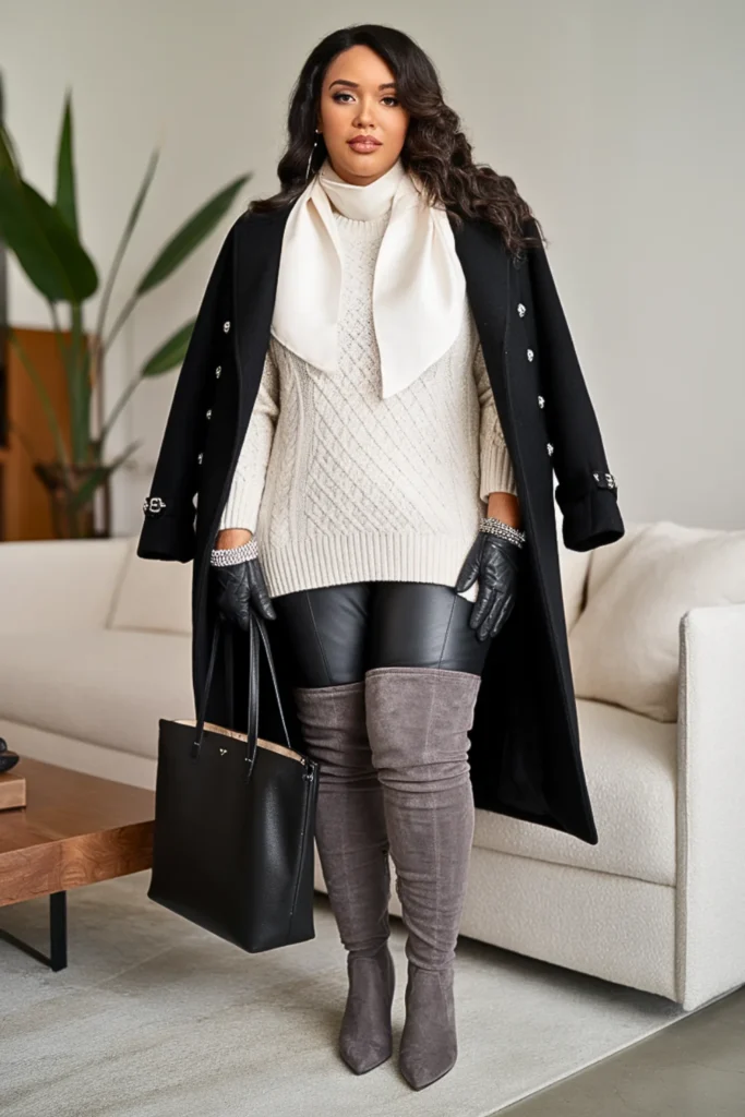 Plus Size Winter Ivory Sweater Winter Outfit