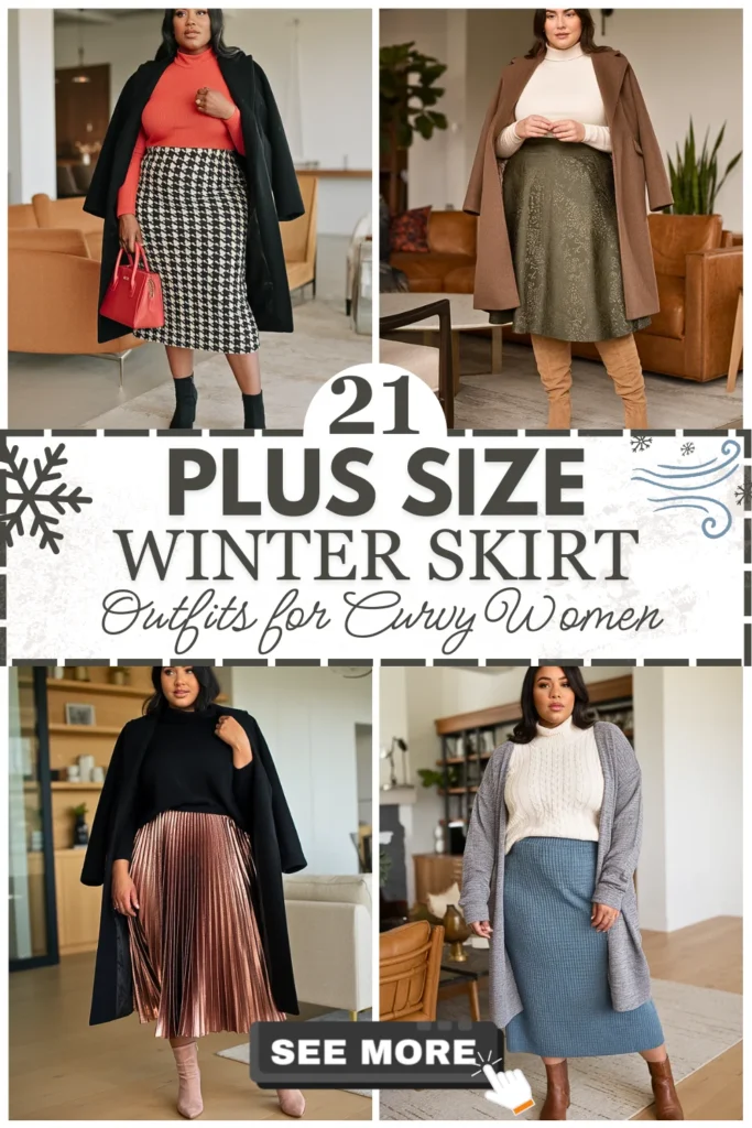 21 Plus Size Winter Skirt Outfits