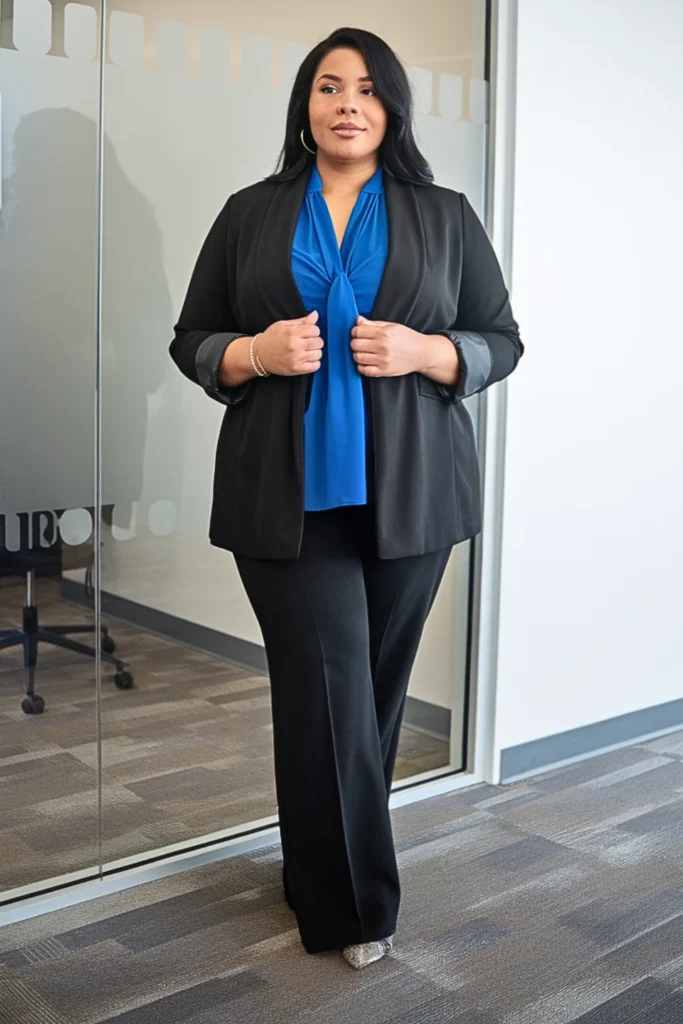 Plus Size Black Ponte Blazer Winter Outfit
