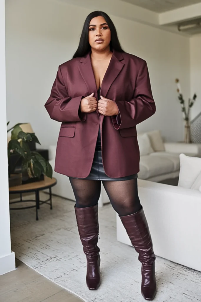 Plus Size Blazer Mini Skirt Winter Outfit