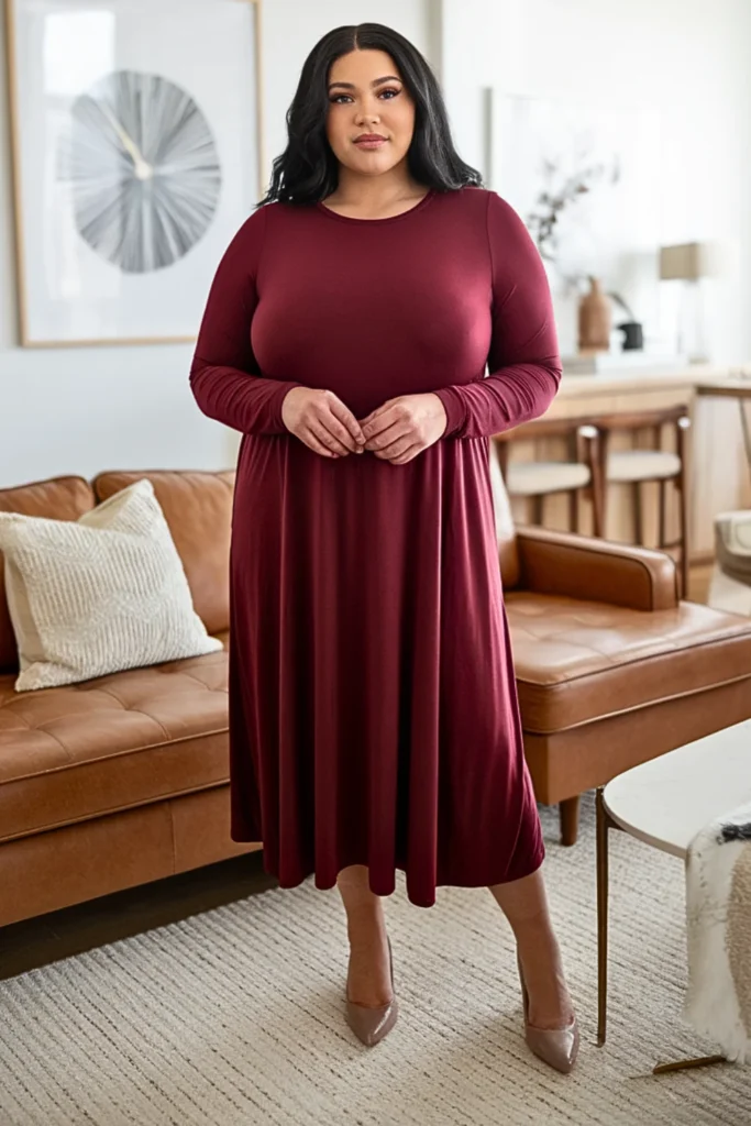 Plus Size Brushed Jersey Dress Winter Outfit