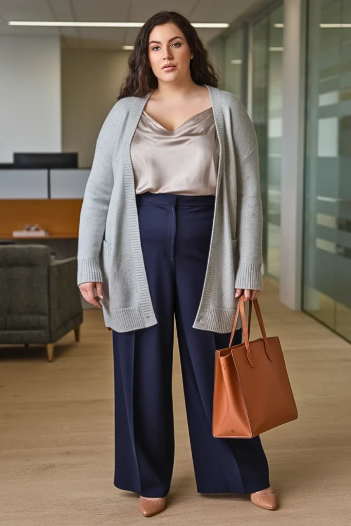 Plus Size Cashmere Cardigan Winter Work Outfit