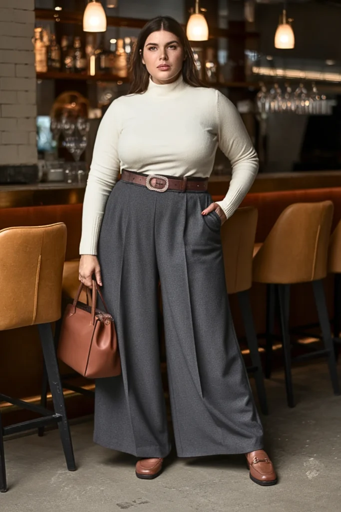 Plus Size Cashmere Turtleneck Winter Outfit