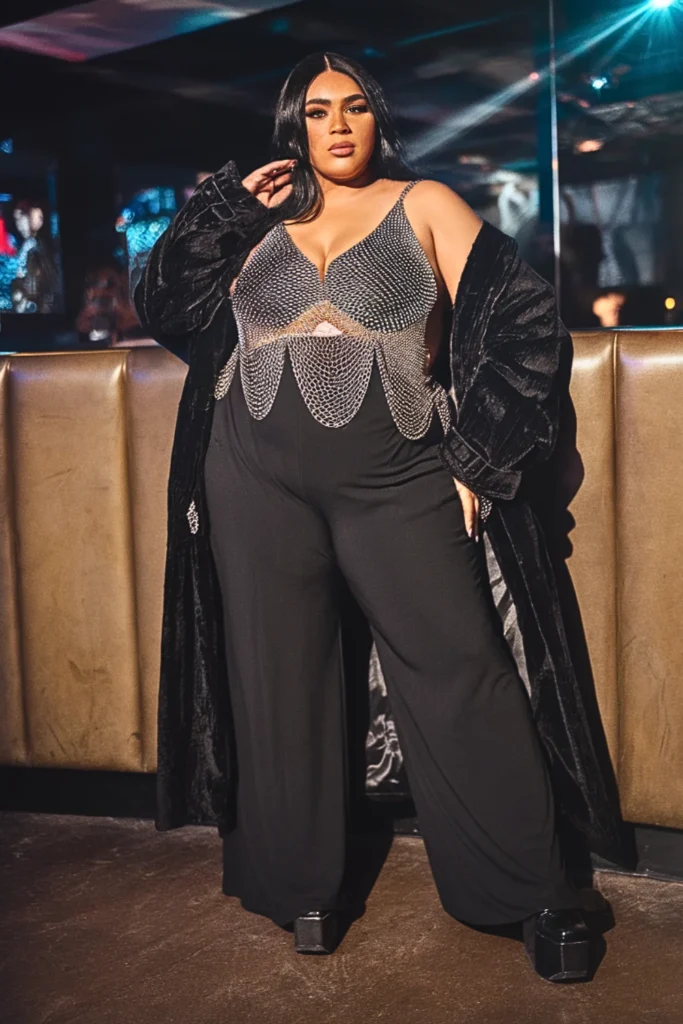Plus Size Chain Mail Top Winter Baddie Outfit