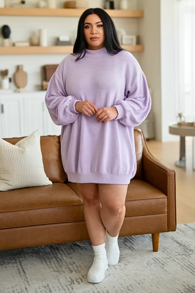 Plus Size Chenille Sweater Dress Winter Outfit