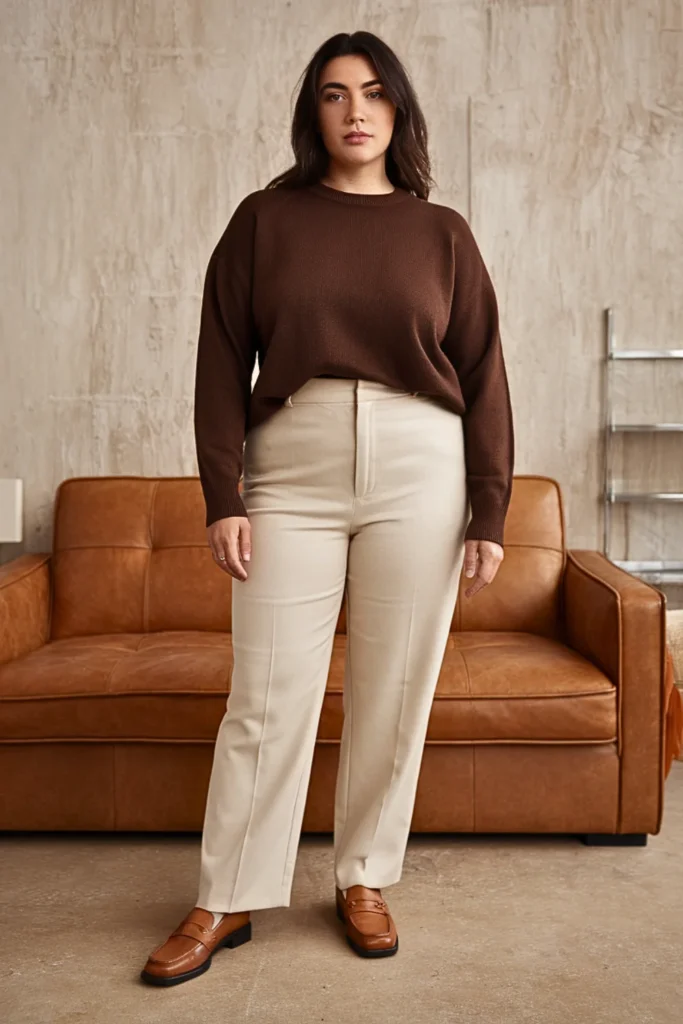Plus Size Chocolate Brown Sweater Winter Book Club Look