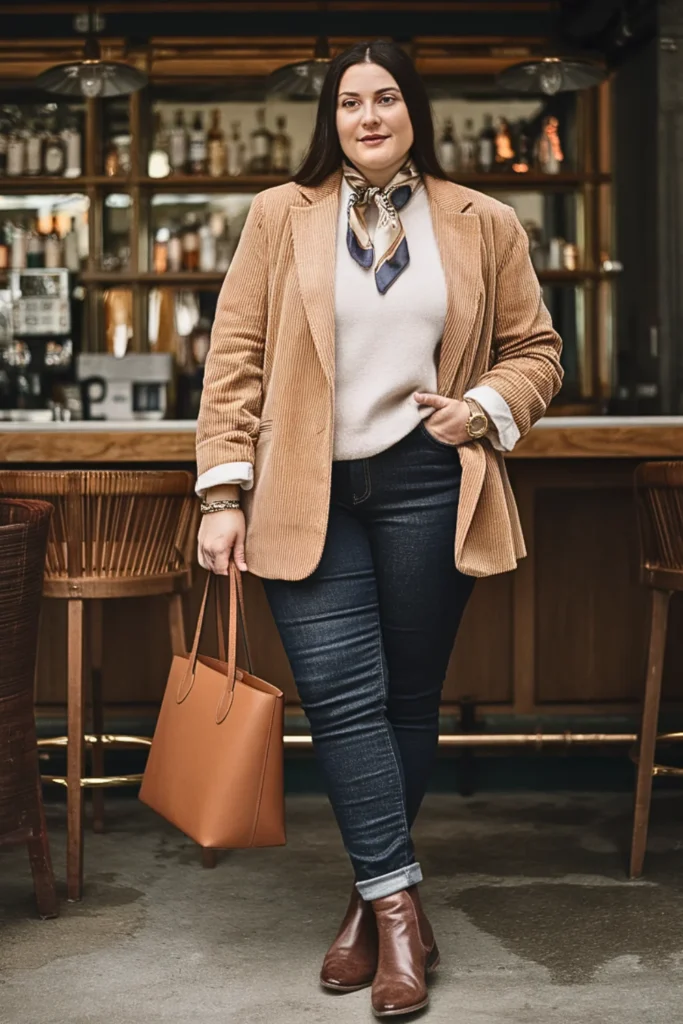 Plus Size Corduroy Blazer Winter Outfit