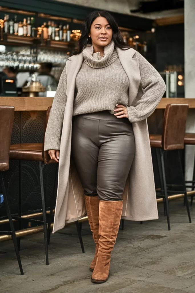 Plus Size Cowl Neck Sweater Winter Outfit