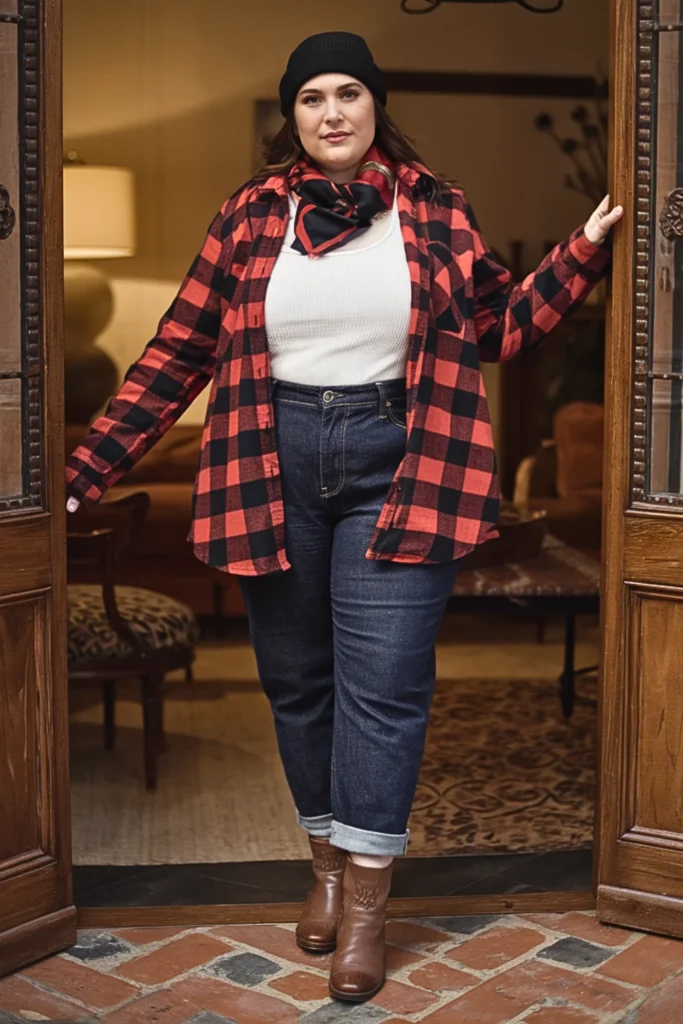 Plus Size Flannel Shirt Cozy Winter Outfit